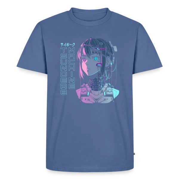 Tsundere Cyborg Neon Glitch Anime sur T-shirt Premium bio Homme