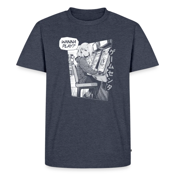 Fille Anime en Arcade Rétro - Wanna Play ? sur T-shirt Premium bio Homme