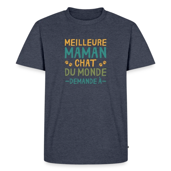 Maquette de T-shirt Premium bio Homme « Meilleure Maman Chat du Monde - Cadeau Personnalisé » à personnaliser