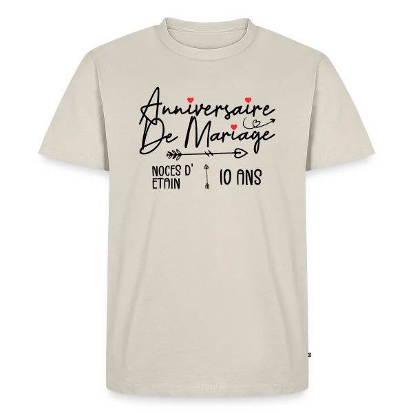 Anniversaire Mariage Noces Étain sur T-shirt Premium bio Homme