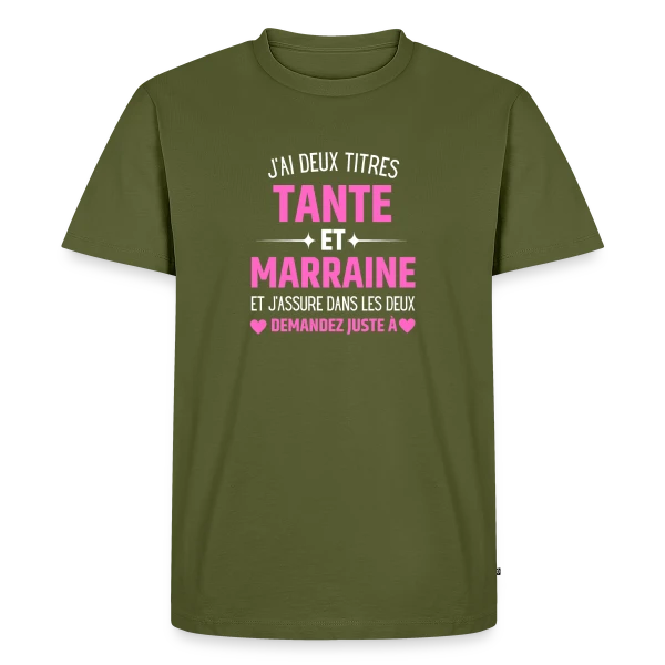 Tante et Marraine : Le T-shirt Humour Personnalisé avec les Prénoms des Enfants sur T-shirt Premium bio Homme
