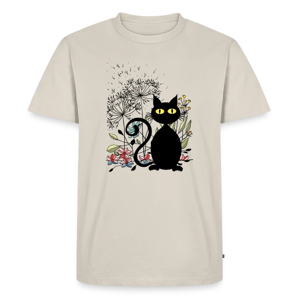 Chat Noir Fleuri sur T-shirt Premium bio Homme
