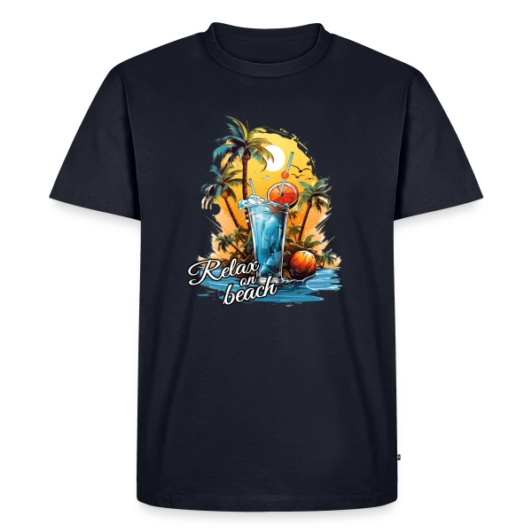 Maquette de T-shirt Premium bio Homme « Cocktail Plage Tropicale » à personnaliser