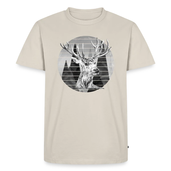 Maquette de T-shirt Premium bio Homme « Cerf Majestueux » à personnaliser