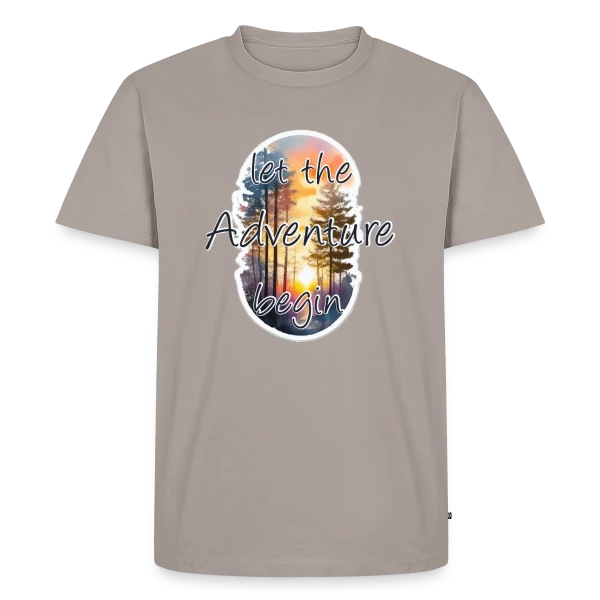 Maquette de T-shirt Premium bio Homme « L'Aventure Commence Forêt » à personnaliser