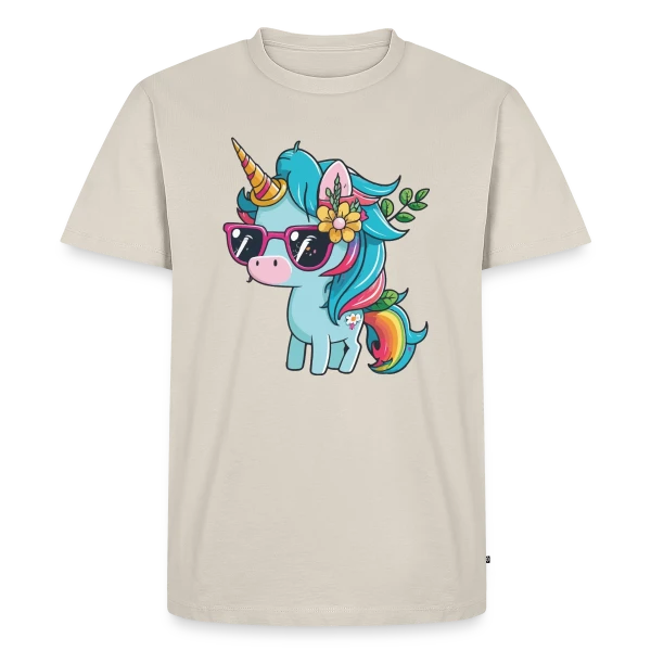 Maquette de T-shirt Premium bio Homme « Licorne Cool Lunettes » à personnaliser