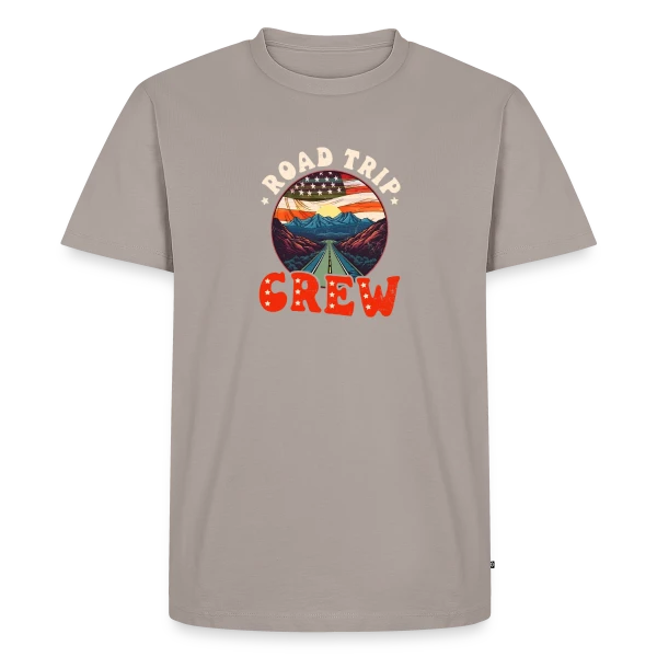Maquette de T-shirt Premium bio Homme « Équipe Road Trip Américain » à personnaliser