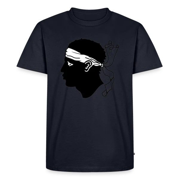 Maquette de T-shirt Premium bio Homme « Profil Tête de Maure Corse » à personnaliser