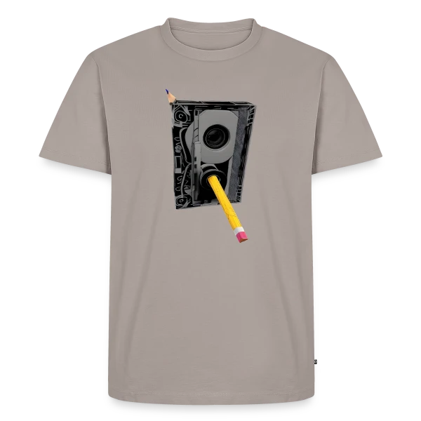 Maquette de T-shirt Premium bio Homme « Cassette Détaillée Crayon Jaune » à personnaliser