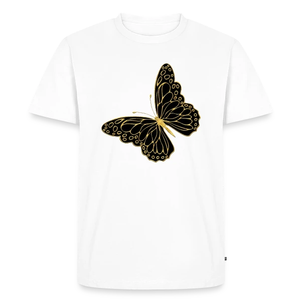Maquette de T-shirt Premium bio Homme « Papillon Élégant » à personnaliser