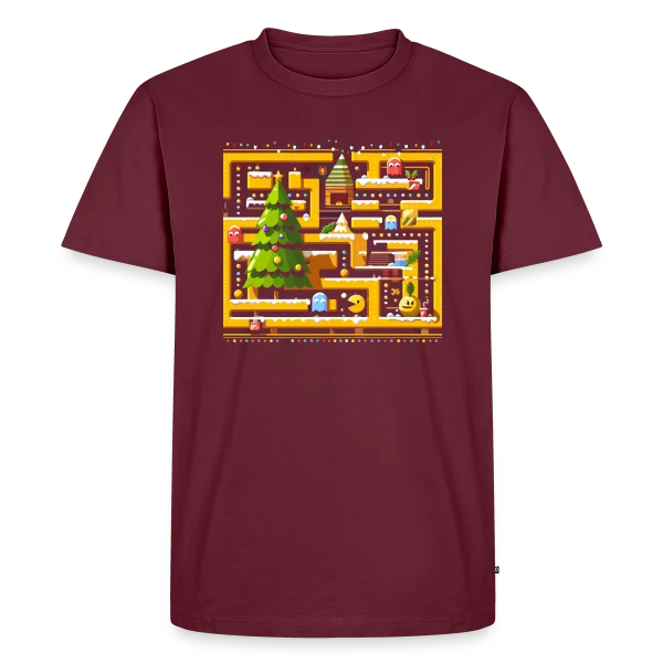 Maquette de T-shirt Premium bio Homme « Noël Gamer : Joyeux Arcade Christmas » à personnaliser