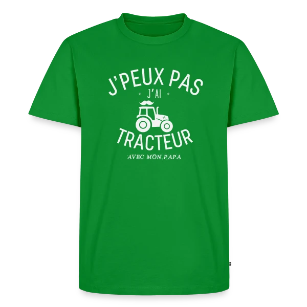 'J'Peux Pas J'Ai Tracteur avec Papa' - Humour Enfant et Parent sur T-shirt Premium bio Homme