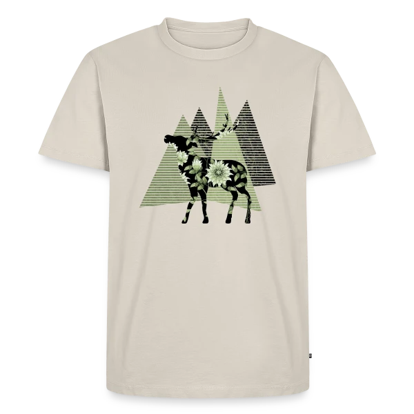 Maquette de T-shirt Premium bio Homme « Cerf Majestueux » à personnaliser