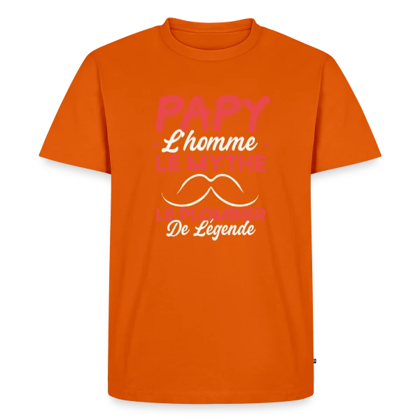 Maquette de T-shirt Premium bio Homme « Papy Plombier de Légende - Humour Cadeau Artisan » à personnaliser