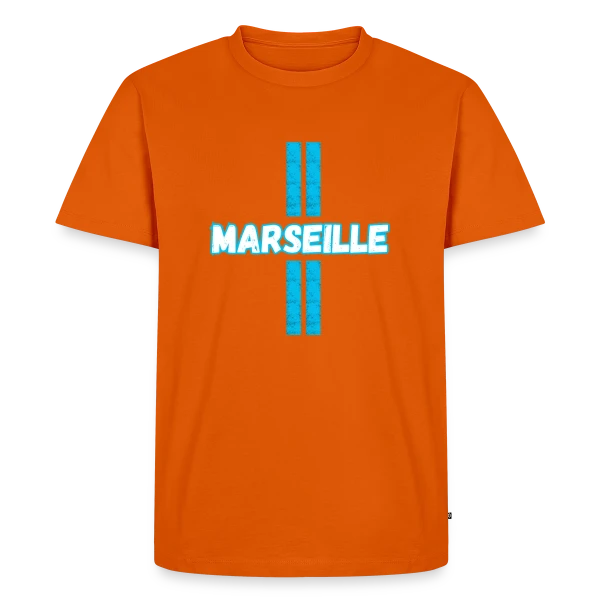 Maquette de T-shirt Premium bio Homme « Marseille Supporter Stylisé » à personnaliser