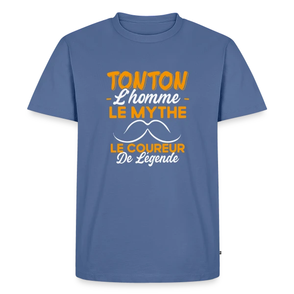 Maquette de T-shirt Premium bio Homme « Tonton Le Coureur de Légende - Cadeau Running Humour » à personnaliser