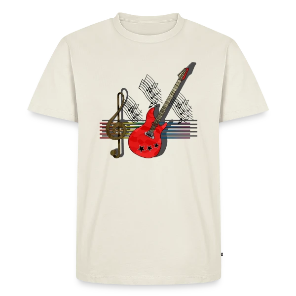 Maquette de T-shirt Premium bio Homme « Passion Guitare » à personnaliser
