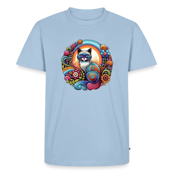 Chat Psychédélique Années 70 sur T-shirt Premium bio Homme
