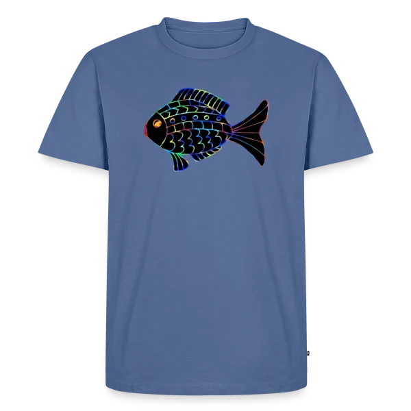 Maquette de T-shirt Premium bio Homme « Passion Pêcheur - Motif Poisson » à personnaliser
