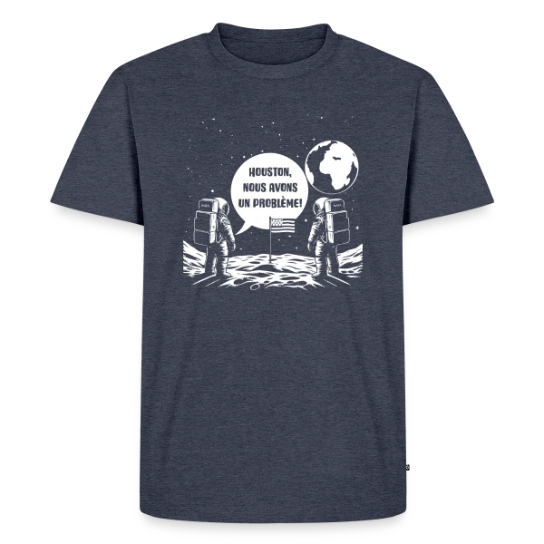 Maquette de T-shirt Premium bio Homme « Houston, Nous avons un Problème - Citation Spatiale » à personnaliser