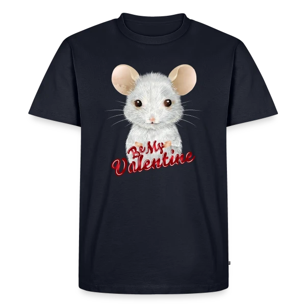 Maquette de T-shirt Premium bio Homme « Adorable Souris Blanche de la Saint-Valentin » à personnaliser