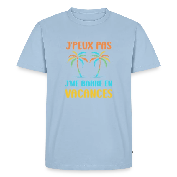 Maquette de T-shirt Premium bio Homme « J'peux Pas, Vacances ! » à personnaliser