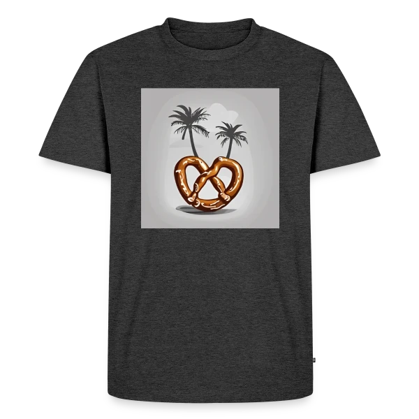 Maquette de T-shirt Premium bio Homme « Bretzel tropical : L'Alsace en vacances » à personnaliser