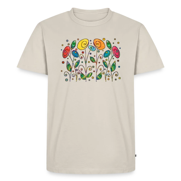 Maquette de T-shirt Premium bio Homme « Fleurs Éclatantes » à personnaliser