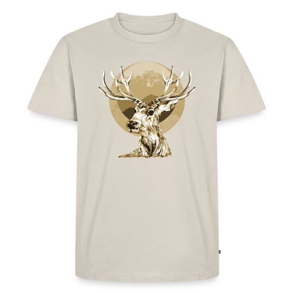 Maquette de T-shirt Premium bio Homme « Cerf Majestueux » à personnaliser