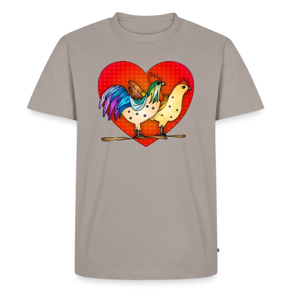 Duo Coq et Poule Champêtre sur T-shirt Premium bio Homme