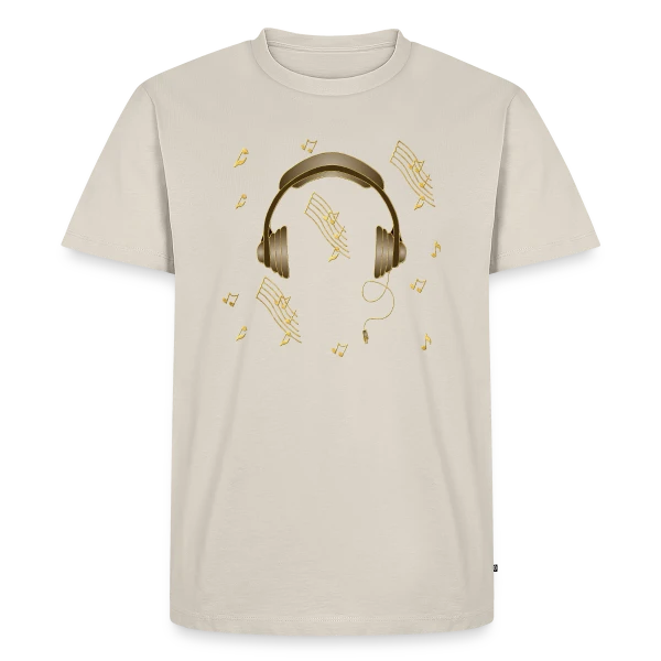 Maquette de T-shirt Premium bio Homme « Passion Casque Audio » à personnaliser