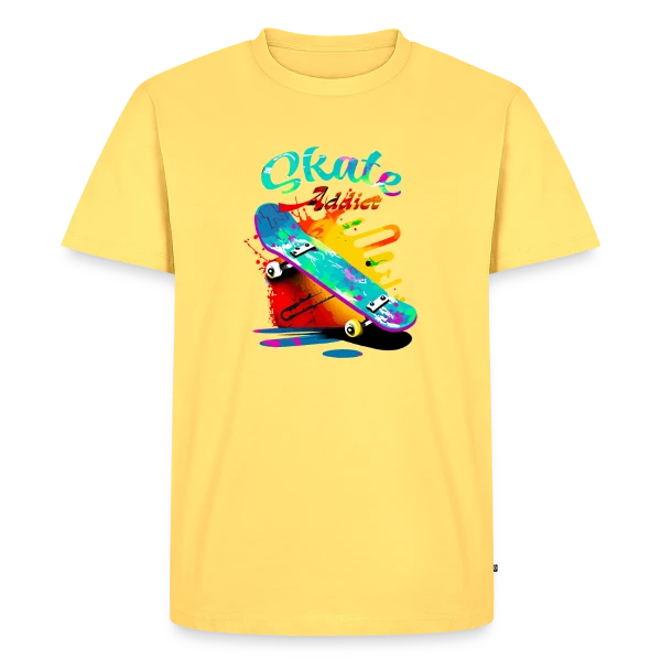 Maquette de T-shirt Premium bio Homme « Skate Addict : Amoureux de la Planche » à personnaliser