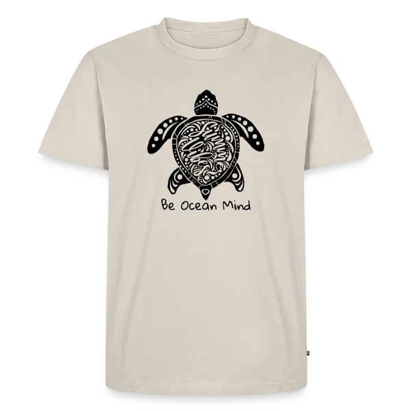 Maquette de T-shirt Premium bio Homme « Vibes Océanes : Esprit Nage et Conservation » à personnaliser