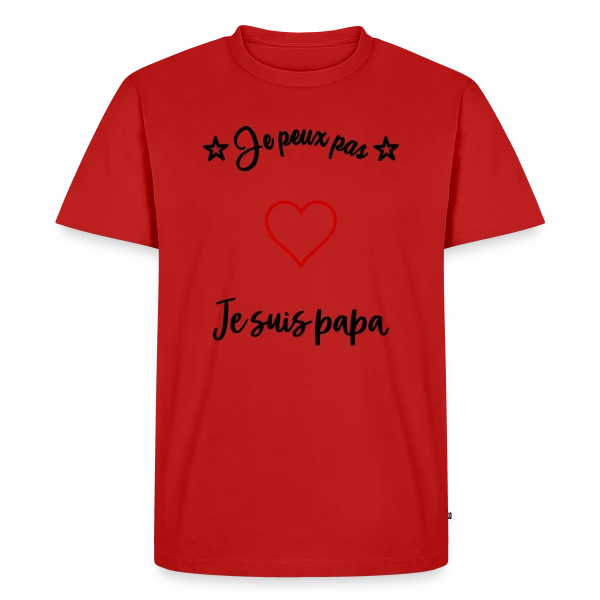 Maquette de T-shirt Premium bio Homme « Cœur Papa : Je t'aime Super Papa » à personnaliser