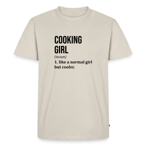 Maquette de T-shirt Premium bio Homme « Motif 'Cooking Cooking' | Esprit Culinaire » à personnaliser