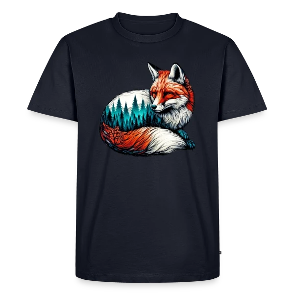 Maquette de T-shirt Premium bio Homme « Renard Forêt Enchantée » à personnaliser