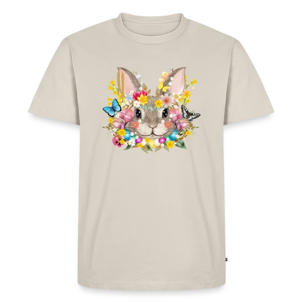 Maquette de T-shirt Premium bio Homme « Lapin de Pâques Enchanté » à personnaliser