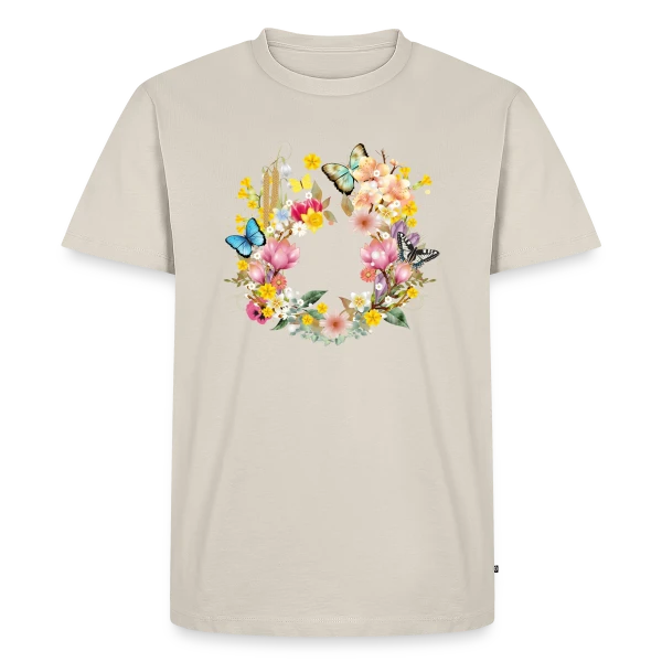 Éclosion Printanière : Fleurs et Papillons Colorés sur T-shirt Premium bio Homme