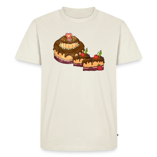Maquette de T-shirt Premium bio Homme « Gâteau Festif » à personnaliser