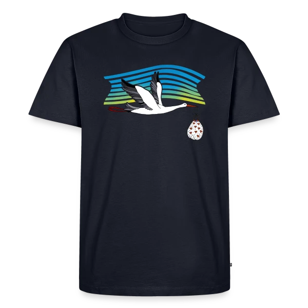 Maquette de T-shirt Premium bio Homme « Cigogne Majestueuse » à personnaliser