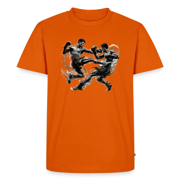 Maquette de T-shirt Premium bio Homme « Kickboxing, Thaï Boxe, Muay Thai - Passion Combat » à personnaliser