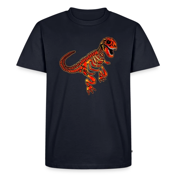 Maquette de T-shirt Premium bio Homme « T-Rex Fossile Rouge Éclatant » à personnaliser