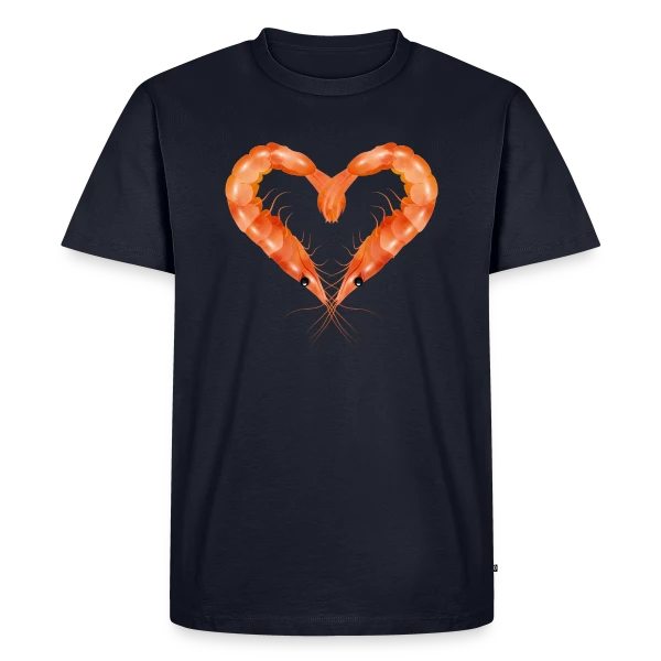 Cœur de Crevettes Roses sur T-shirt Premium bio Homme