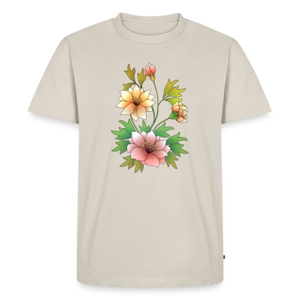 Maquette de T-shirt Premium bio Homme « Éclat Floral » à personnaliser