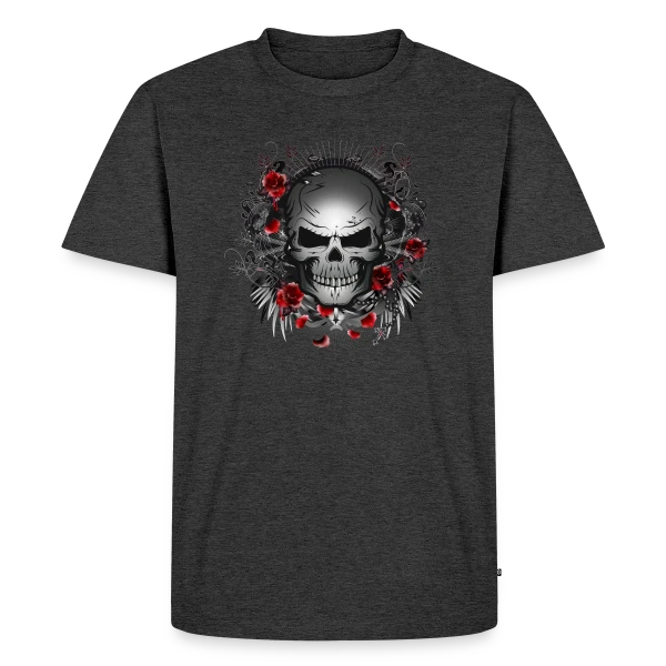 Crâne Gothique Mystique aux Roses Rouges sur T-shirt Premium bio Homme