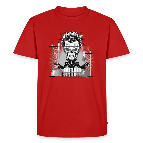 Maquette de T-shirt Premium bio Homme « Crâne Scientifique Déjanté au Labo » à personnaliser