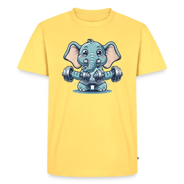 Maquette de T-shirt Premium bio Homme « L'Éléphant Sportif Rigolo » à personnaliser