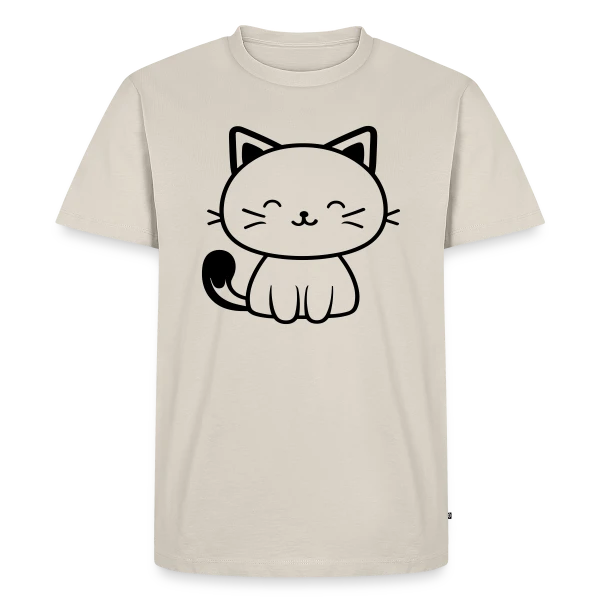 Maquette de T-shirt Premium bio Homme « Chaton Kawaii Souriant » à personnaliser