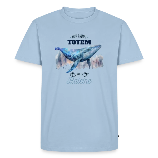 Maquette de T-shirt Premium bio Homme « La Baleine, Mon Animal Totem » à personnaliser