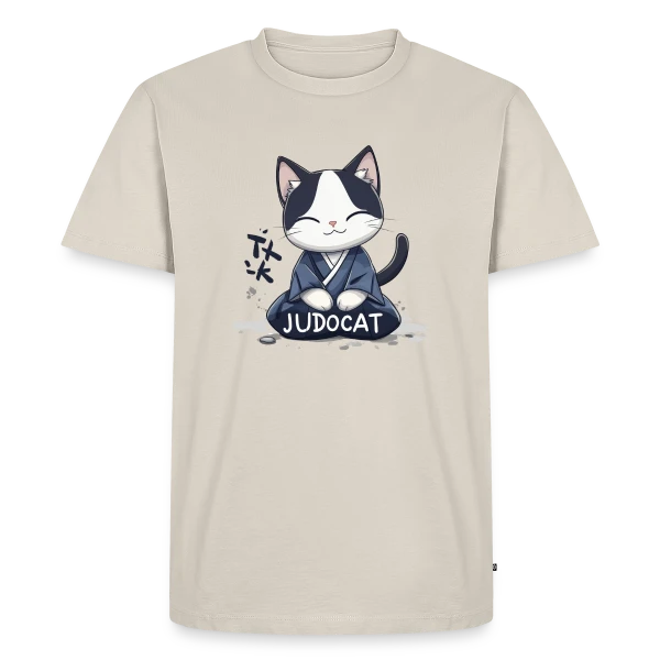 Maquette de T-shirt Premium bio Homme « JUDOCAT: Le chat manga judoka » à personnaliser